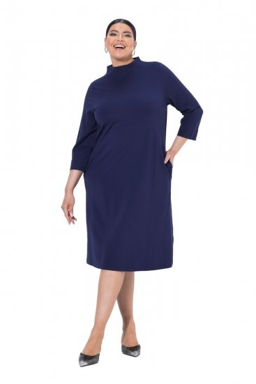 Ulla Popken 851664 Abito in jersey svasato con tasche Blu scuro - Abiti - Vestiti per tutte le taglie