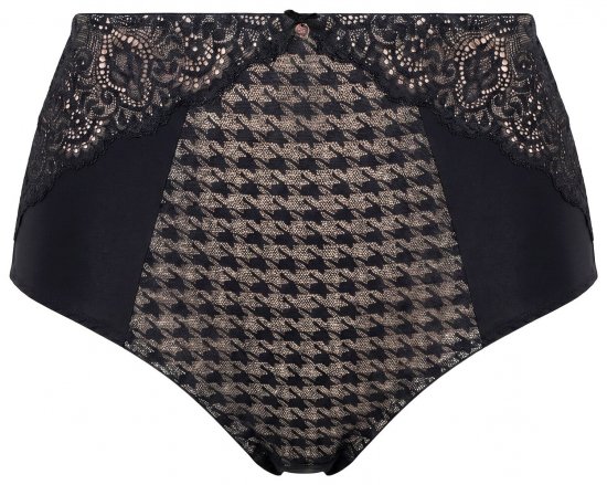 Ulla Popken 851700 Slip a quadri a vita alta con pizzo Nero - Slip - 