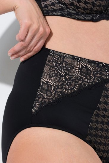 Ulla Popken 851700 Slip a quadri a vita alta con pizzo Nero - Slip - 