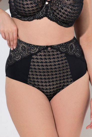 Ulla Popken 851700 Slip a quadri a vita alta con pizzo Nero - Slip - 