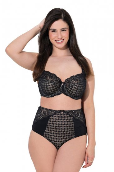 Ulla Popken 851700 Slip a quadri a vita alta con pizzo Nero - Slip - 