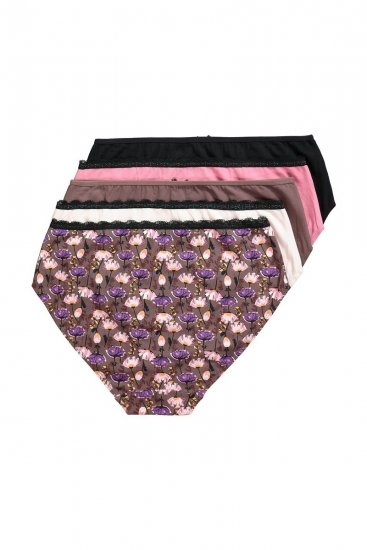 Ulla Popken 851711 Slip a fiori confezione da 5 Marrone - Slip - 