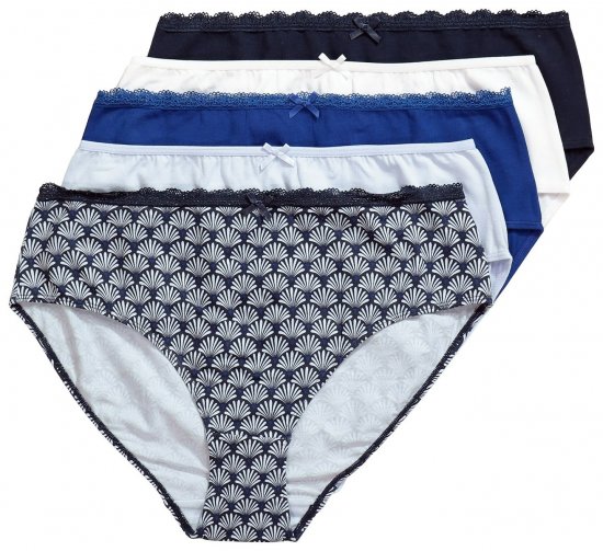 Ulla Popken 851730 Slip fantasia confezione da 5 Azzurro - Slip - 
