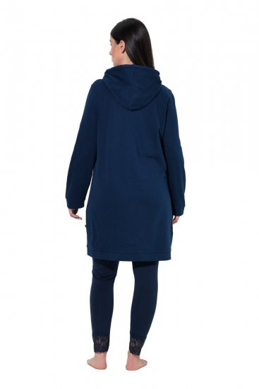 Ulla Popken 851749 Abito da casa a quadri con cappuccio Blu scuro - Pigiami/Loungewear - 
