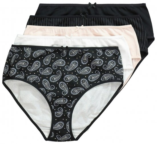 Ulla Popken 851752 Slip a righe confezione da 5 Nero - Slip - 