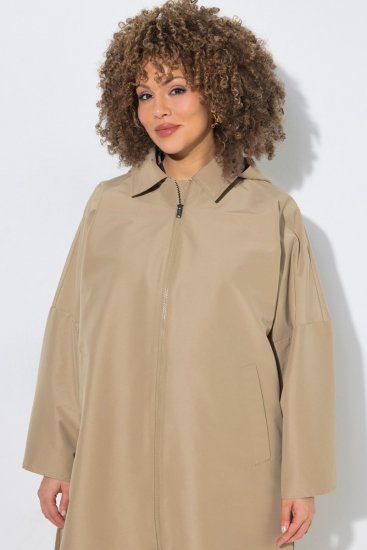 Ulla Popken 851764 Cappotto oversize con cappuccio staccabile Sabbia - Cappotti - Cappotti taglie forti da donna
