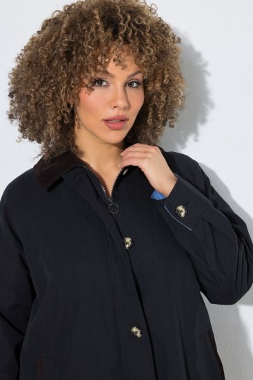 Ulla Popken 851765 Cappotto in velluto a coste Blu scuro - Cappotti - Cappotti taglie forti da donna