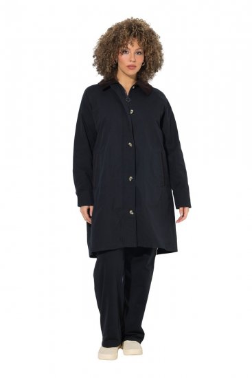 Ulla Popken 851765 Cappotto in velluto a coste Blu scuro - Cappotti - Cappotti taglie forti da donna