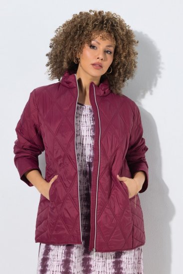 Ulla Popken 851777 Giacca trapuntata HYPRAR con collo alto Bordeaux - Giacche - Giacche taglie forti da donna