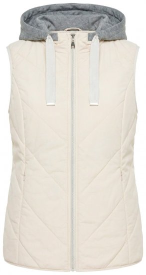 Ulla Popken 851781 Gilet trapuntato con cappuccio Bianco panna - Gilet - 