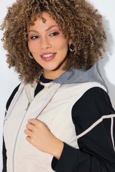 Ulla Popken 851781 Gilet trapuntato con cappuccio Bianco panna - Gilet - 