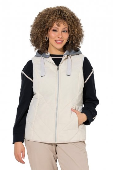 Ulla Popken 851781 Gilet trapuntato con cappuccio Bianco panna - Gilet - 