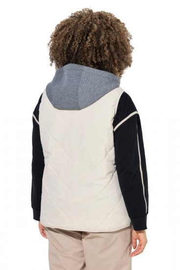 Ulla Popken 851781 Gilet trapuntato con cappuccio Bianco panna - Gilet - 