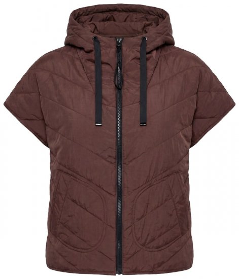 Ulla Popken 851785 Gilet trapuntato oversize con cappuccio Marrone - Gilet - 