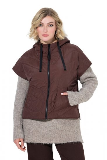 Ulla Popken 851785 Gilet trapuntato oversize con cappuccio Marrone - Gilet - 