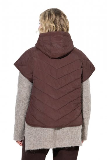 Ulla Popken 851785 Gilet trapuntato oversize con cappuccio Marrone - Gilet - 