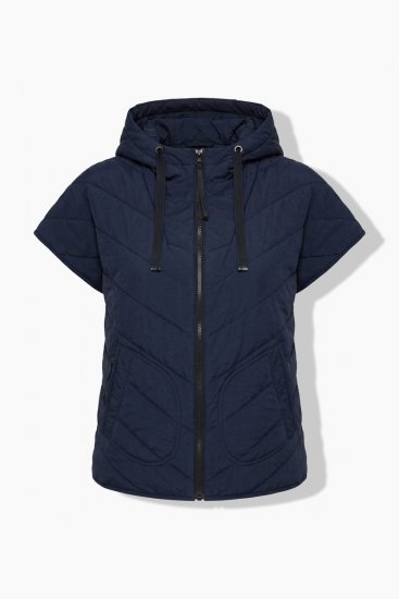 Ulla Popken 851785 Gilet trapuntato oversize con cappuccio Blu scuro - Gilet - 
