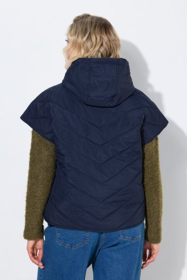 Ulla Popken 851785 Gilet trapuntato oversize con cappuccio Blu scuro - Gilet - 