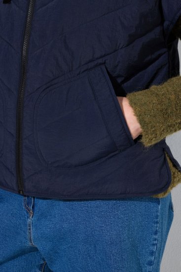 Ulla Popken 851785 Gilet trapuntato oversize con cappuccio Blu scuro - Gilet - 