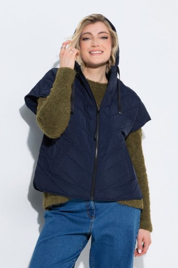 Ulla Popken 851785 Gilet trapuntato oversize con cappuccio Blu scuro - Gilet - 