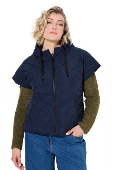 Ulla Popken 851785 Gilet trapuntato oversize con cappuccio Blu scuro - Gilet - 