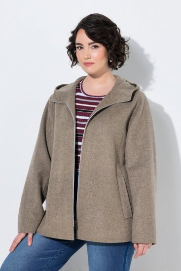 Ulla Popken 851788 Cappotto di lana Marrone chiaro - Cappotti - Cappotti taglie forti da donna