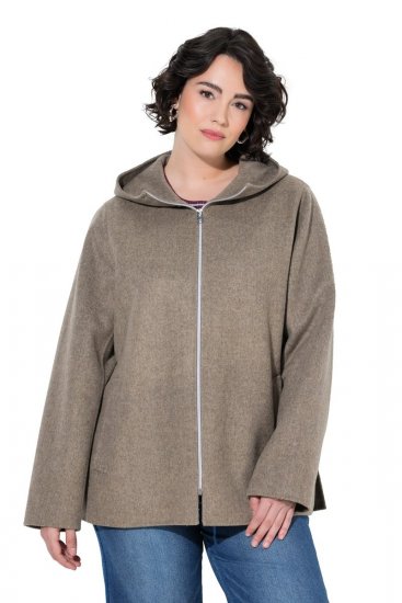 Ulla Popken 851788 Cappotto di lana Marrone chiaro - Cappotti - Cappotti taglie forti da donna
