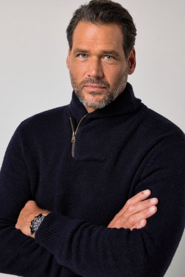 JP1880 851795 Maglione in maglia con collo a scialle Blu scuro TALL - TALL felpe - Felpe TALL per uomo alto