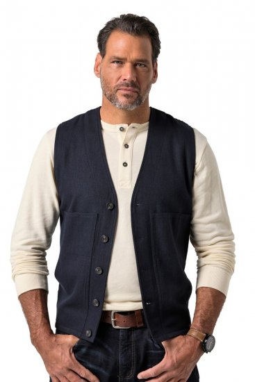 JP1880 851800 Gilet in tweed spigato Blu scuro - Abiti - Abiti da Uomo Taglie Forti