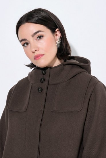 Ulla Popken 851803 Montgomery Marrone scuro - Cappotti - Cappotti taglie forti da donna