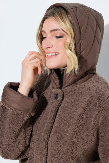 Ulla Popken 851809 Giacca teddy Marrone chiaro - Giacche - Giacche taglie forti da donna