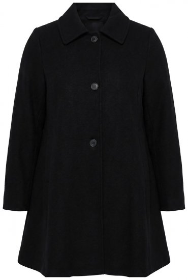 Ulla Popken 851827 Cappotto svasato effetto lana Nero - Cappotti - Cappotti taglie forti da donna