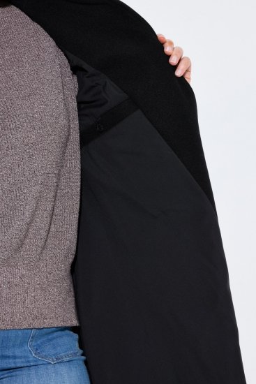 Ulla Popken 851827 Cappotto svasato effetto lana Nero - Cappotti - Cappotti taglie forti da donna
