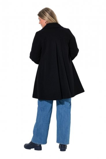 Ulla Popken 851827 Cappotto svasato effetto lana Nero - Cappotti - Cappotti taglie forti da donna