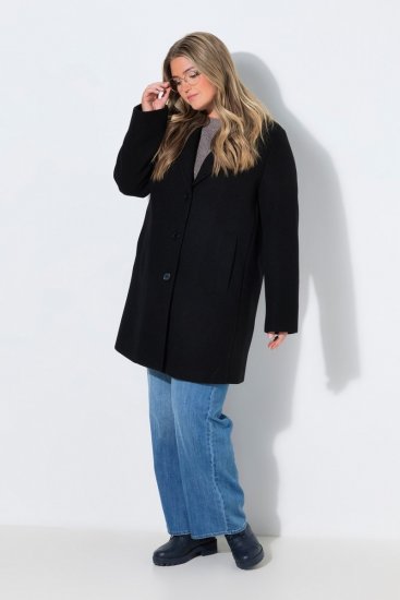 Ulla Popken 851829 Cappotto di lana Nero - Cappotti - Cappotti taglie forti da donna
