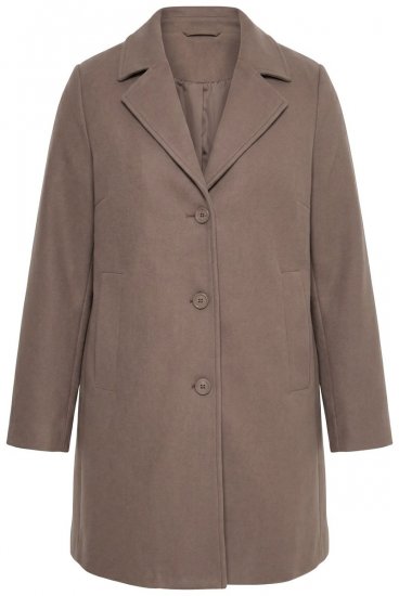 Ulla Popken 851829 Cappotto in lana ad A con revers Marrone chiaro - Cappotti - Cappotti taglie forti da donna