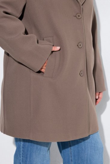 Ulla Popken 851829 Cappotto in lana ad A con revers Marrone chiaro - Cappotti - Cappotti taglie forti da donna