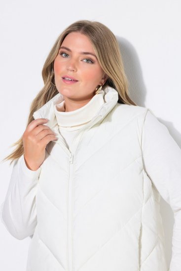 Ulla Popken 851833 Gilet trapuntato con collo alto Bianco panna - Gilet - 