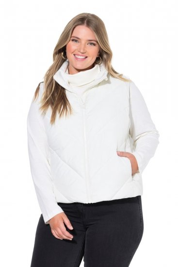 Ulla Popken 851833 Gilet trapuntato con collo alto Bianco panna - Gilet - 