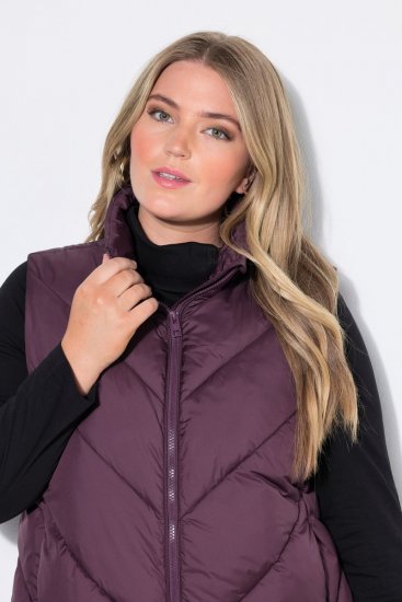 Ulla Popken 851833 Gilet trapuntato con collo alto Marrone - Gilet - 