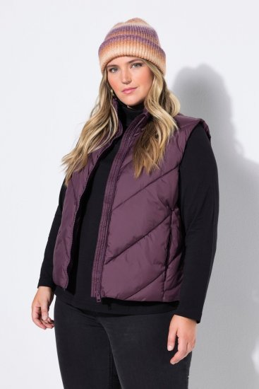 Ulla Popken 851833 Gilet trapuntato con collo alto Marrone - Gilet - 