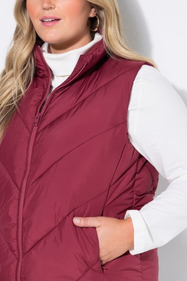 Ulla Popken 851833 Gilet trapuntato con collo alto Rosso - Gilet - 