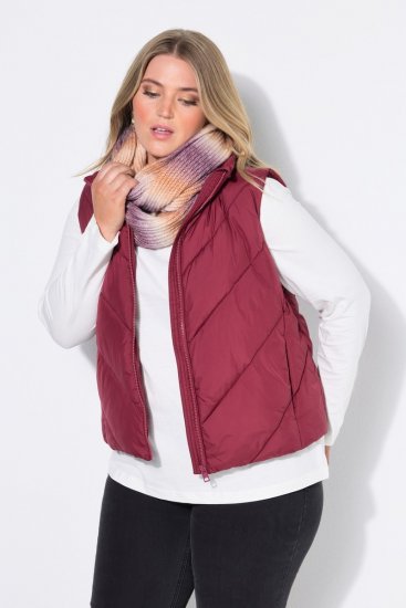Ulla Popken 851833 Gilet trapuntato con collo alto Rosso - Gilet - 