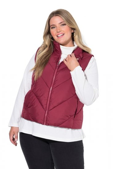 Ulla Popken 851833 Gilet trapuntato con collo alto Rosso - Gilet - 