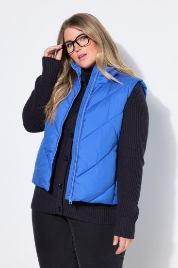 Ulla Popken 851833 Gilet trapuntato con collo alto Blu - Gilet - 