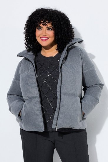 Ulla Popken 851854 Giacca trapuntata Grigio melange - Giacche - Giacche taglie forti da donna