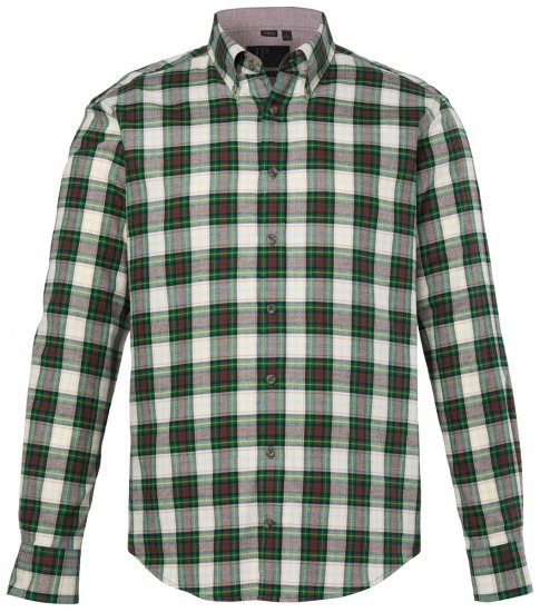 JP1880 851877 Camicia in flanella a quadri a maniche lunghe Verde scuro TALL - TALL camicie - Camicie TALL per uomo alto