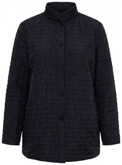 Ulla Popken 852076 Giacca in crêpe trapuntata con collo alto Nero - Giacche - Giacche taglie forti da donna