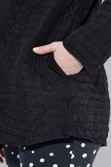 Ulla Popken 852076 Giacca in crêpe trapuntata con collo alto Nero - Giacche - Giacche taglie forti da donna