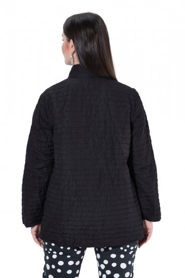 Ulla Popken 852076 Giacca in crêpe trapuntata con collo alto Nero - Giacche - Giacche taglie forti da donna